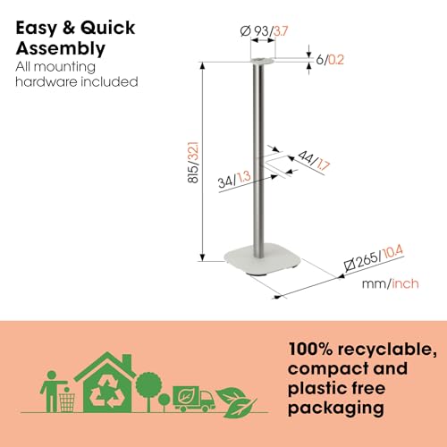 Vogel's SFS 4113 speaker floor stand for Sonos ERA 100, Cable Inlay System, Height: 32,3 inch (82 cm), Max. 11 lbs (5 kg), White, 1 floor stand