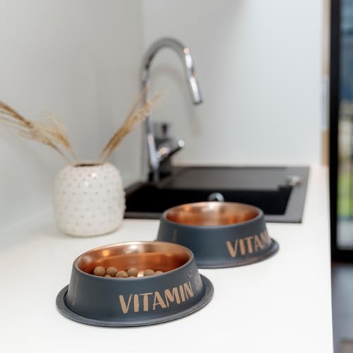 TRIXIE Hundenapf aus Edelstahl BE NORDIC 450 ml schwarz/bronze - moderner Fressnapf für große Hunde ø 19 cm Edelstahlnapf mit rutschfester Gummierung - 24304