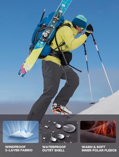 Stlight Mens Snow Ski Water Repellent Softshell Pants for Winter Hiking Fleece Lined Bottom Leg Zipper with 6 Zip Pockets - Image 4