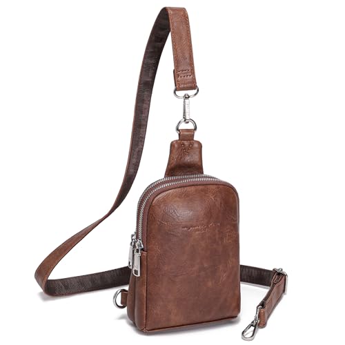 INICAT Small Anti Theft Crossbody Bag for Women,Sling Purse,Brown