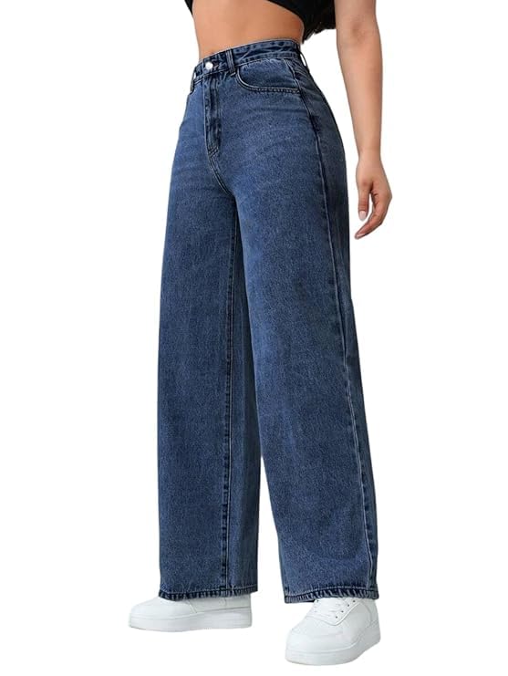 Women High Rise High Waist Stretchable Baggy Oversized Loose Fit Casual Wear Denim Jeans