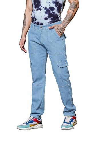 Image of RAGZO Cargo Pants for Men || Men Cargo Jeans Pant || Cargos for Men || Loose Fit Jeans Cargo