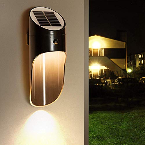 DLHH Lámpara de Pared LED para Exteriores con Sensor de Movimiento y energía Solar IP65 para Vallas, Puertas, Patios, Balcones, pasillos, decoración de Pared