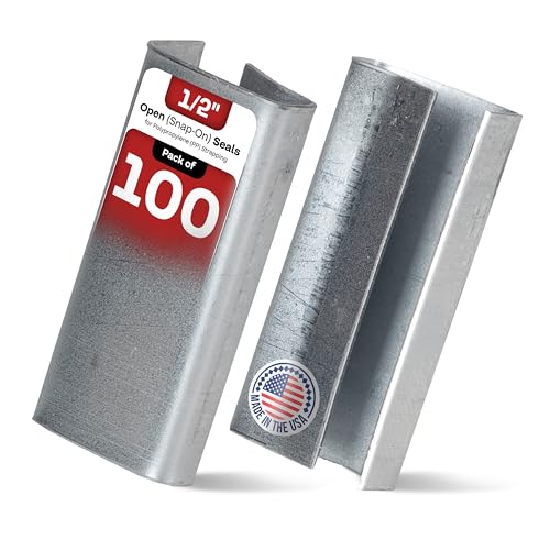 Image of IDL Packaging Open (Snap-On) Seals of 1.25 inch Length for 1 /2 inch Strap Width Polypropylene (PP) Strapping (Pack of 100) - Strong Metal Clips with Superior Holding Power, PP-O-12-M