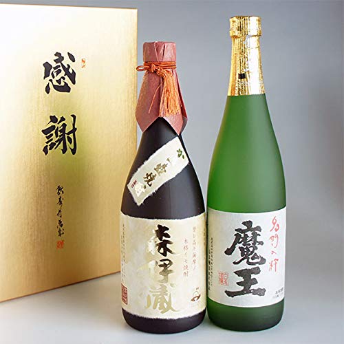 Amazon.co.jp: 森伊蔵 金ラベル 720mlと魔王 720ml 感謝のギフト箱 金 