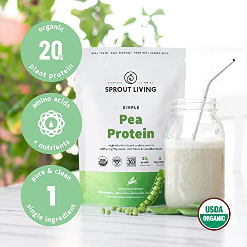 image for Sprout Living Organic Pea Protein Powder, 20 Grams of Plant Based Orga