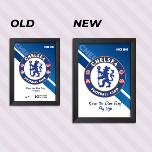 Image of TenorArts Chelsea Football Club Poster Logo Tagline Laminated Photo Frame Painting with Matt Finish Black Textures(12 inches x 9inches)