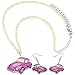 Produktbild FUKAI Persönlichkeit Mode Acryl Schmuck Sets Rosa Käfer Auto Halskette Ohrringe Cartoon Anhänger   Kind Mädchen Charme Geschenk Zubehör Party Dekoration