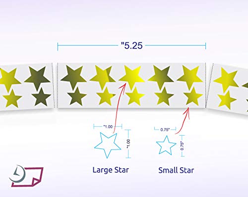 Metallic Foil Star Stickers, Assorted Sizes, ¾” And 1” - 450 Labels Per Roll With Perf On Roll After Every 10 Labels (Gold) #TOP1