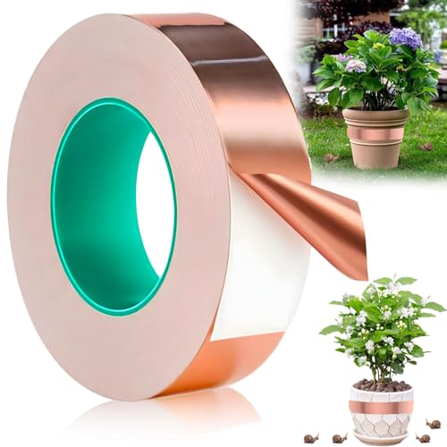 ZPQAODI Ruban adhésif en cuivre pur - 30 mm x 30 m - 0,05 mm d'épaisseur - Film de cuivre autocollant - Protection contre les limaces et les escargots - Pour réparation électrique, réparation et