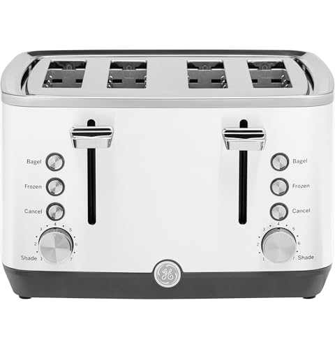 GE 4 Slice Toaster | Extra Wide Slots for Bagels, Breads, Waffles & More | 7 Shade Options |