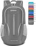 ZOMAKE Ultra Lightweight Packable Backpack 25L, Foldable Hiking Backpacks Water Resistant Small Folding Daypack for Travel(Medium Grey)