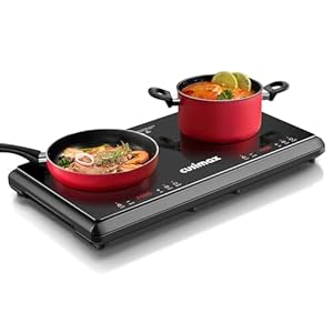 Kochplatte,CUSIMAX 3500W Infrarot Doppelkochplatte,Edelstahl kochplatten 2er elektrisch mit LED Display,Timer,Touch-Steuerung,Kindersicherung,Schwarz Glaskeramik Kochplatte Burner