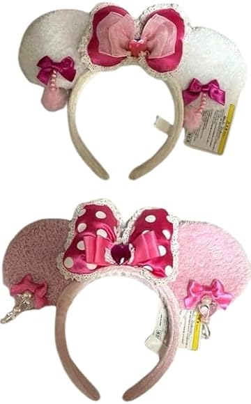 ディズニー ミニー イヤリング カチューシャ ピンク ホワイト ２個セット ペア ディズニーリゾートミニーちゃんイヤリングカチューシャ