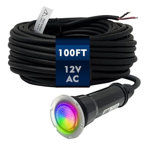 OGDVOWZ Direct Replacement for Pentair Globrite Color Led Pool Light - 1.5 Inch 100ft Cord 12VAC RGB Changing Swimming for Inground Pools/Spa