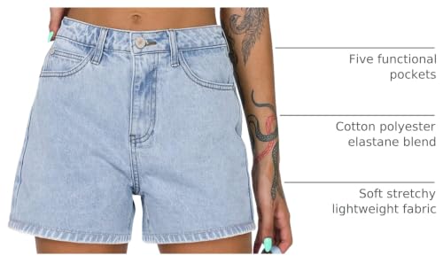 Image of onlypuff Womens Jean Short Cut Off Denim Shorts High Waist Ripped Distressed Stretchy