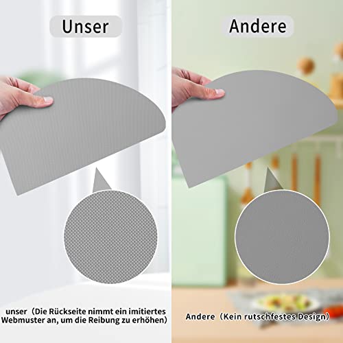 WAKOSAN Leather Placemats and Coasters - Washable, Table Decoration Set of 4 (Semicircle, Grey), Halbkreis - Image 3