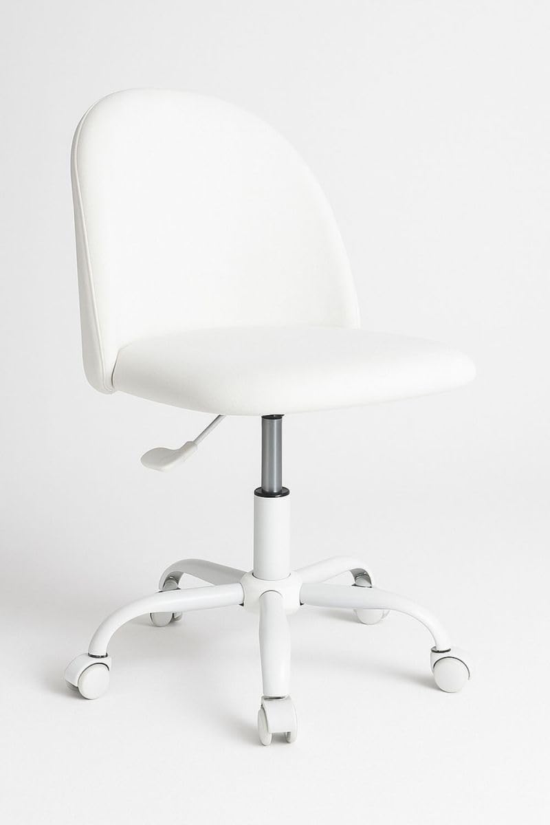 Regalos Miguel - Silla de Escritorio sin Brazos White Vint Office - Diseño Innovador - Ideal para Estudio y Oficinas