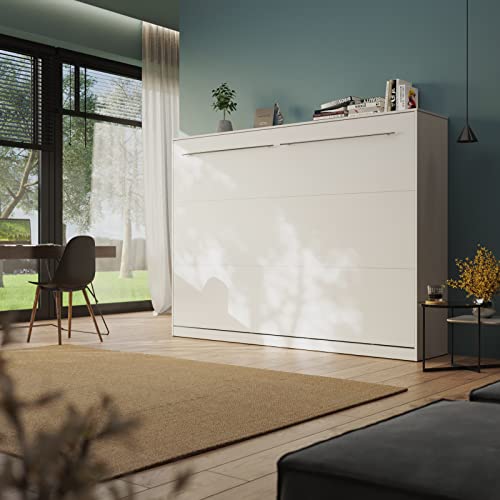 Schrankbett Standard 140x200 cm Horizontal Weiß mit...