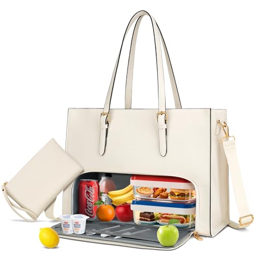 KKXIU Lunch Tote Bag for Women 15.6 Inch Laptop Briefcase Work Bag with Insulated Lunch Compartment Messenger Handbags Professional for Business, Work, Nurse, Office, Collage, Casual, Gift for Women