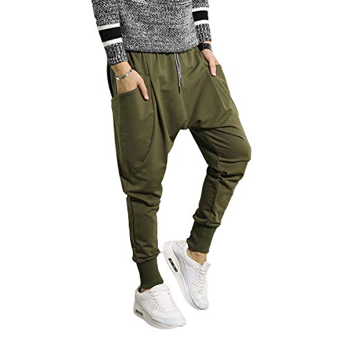 image for PRIJOUHE Men's Low Drop Crotch Harem Pants Skinny Sweatpants Casual Dr