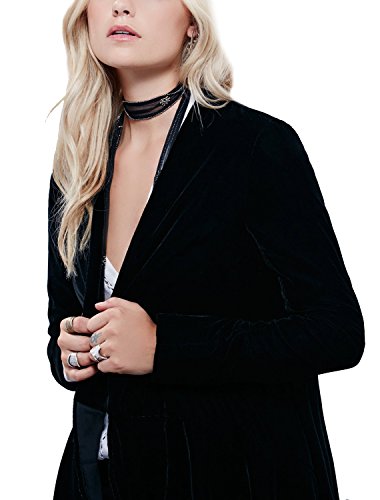 Urban CoCo Women's Long Sleeve Velvet Cardigan Coat with Asymmetric Chiffon Hem3