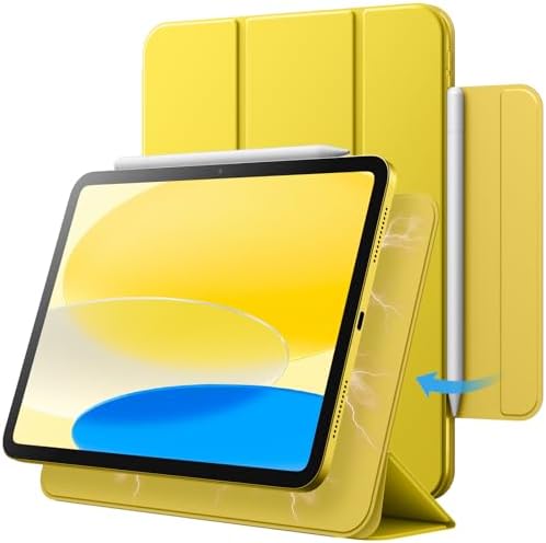 JETech iPad(A16)ケース 第11/10世代(2025/2022モデル)用マグネットケース 磁気吸着 スリムスマート薄型保護カバー 自動ウェイクアップ/スリープ (イエロー)