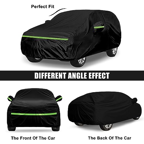 Image of Waterproof Car Cover Compatible with Honda Passport 2019-2025, Black 210T Inside Cotton Cover with Door Zippers for Snow Rain Dust Outdoor Protection