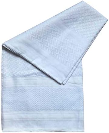 Adult Men Arab Head Scarf Keffiyeh Middle East Desert Shemagh Wrap Muslim Headwear Arabian Costume Accessories (White)