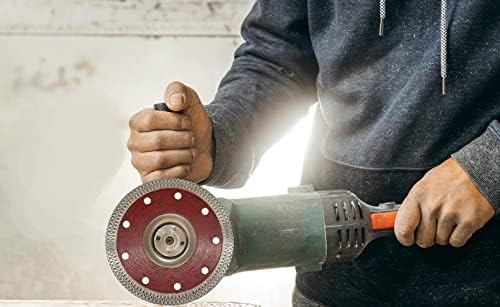 Pipestation 115mm Diamond Cutting Disc (4.5inch) | Super Thin Angle Grinder Disk | Saw Blade Wheel for Fast Clean Precision Turbo Cutting of Porcelain Tiles Granite Marble Ceramics Concrete | Red