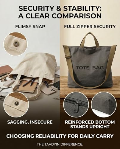 Bolso Tote de Lona para Mujer con Correa Ajustable miniatura 3