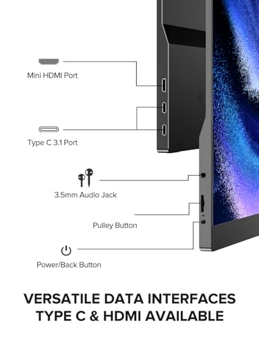 undefined EVICIV Portable Monitor Touchscreen 15.6 FHD 1080P IPS 10-Point Touch Screen Monitor & Speakers, HDMI USB C Eye-Care Travel External for Laptop Computer PC Phone Switch, VESA & Smart Cover の商品画像 6
