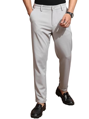 Image of Highlander Men's Slim Fit Formal Trousers | Ankle Length | Smart Chinos for Men | Comfortable Fabric for Daily Work & Formal Occasions