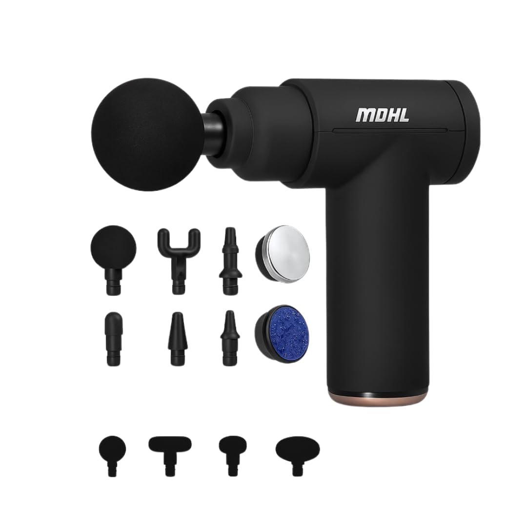 Mini Pistolet de Massage Musculaire Professionnel avec 6 Niveaux de Vitesse Appareil de Thérapie Portable avec 5 Têtes de Massage pour Récupération Sportive et Soulagement des Douleurs