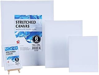 TBC Blank Canvas for Painting 6PCS A2 Artist Canvases Frame Drawing Board Panels 100% Cotton Acid Free Professional Art Canvases for Acrylic Oil Gouache Watercolour 40.6 x 51cm (16" X 20")