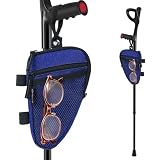 Unterarmgehstützen Tasche, Leichte Ellbogen, Aufbewahrungstasche mit Becherhalter, Wasserabweisende Krückentasche mit Netz- und Reißverschlusstasche für Alltagsutensilien, (Lila/Blau/Grau) (Blau)