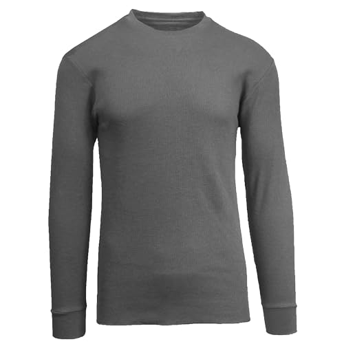 Men's Waffle Knit Thermal Shirts - Long Sleeve, Crew Neck, Warm Winter Layers (S-2XL)
