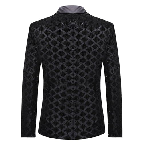 Men's Black Blazer One Button Shawl Lapel Tuxedo Casual Dress Suit Jacket for Men Wedding Party Prom2