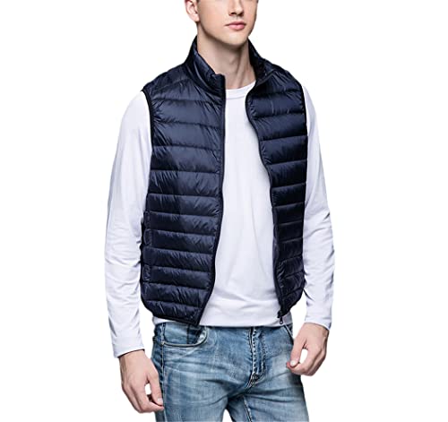 Gilet en duvet de canard veste d'extérieur sans manches manteau hiver bleu marine XXL