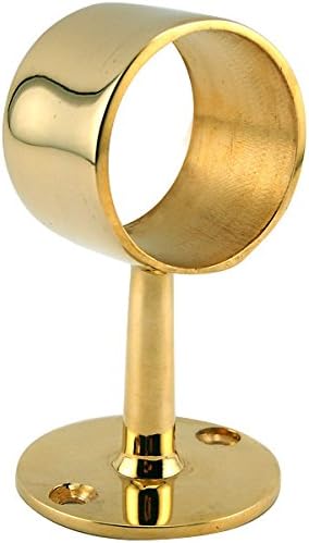 Center Post Bar Rail Bracket - Polished Brass - For 2" Outside Diameter Bar Foot Rail Tubing