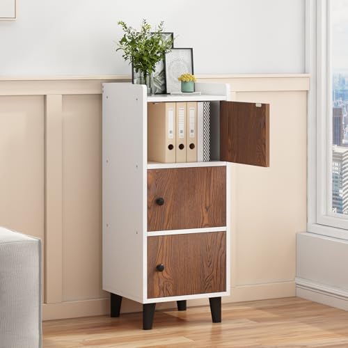 Image of Amazon Brand - Umi 3 Tier Engineered Wood Storage Cabinet Units with Door for Living Room Home Kitchen Storage Rack Dresser Organizer Bedside Table Nightstand Space Saving Furniture - 41x38x102cm