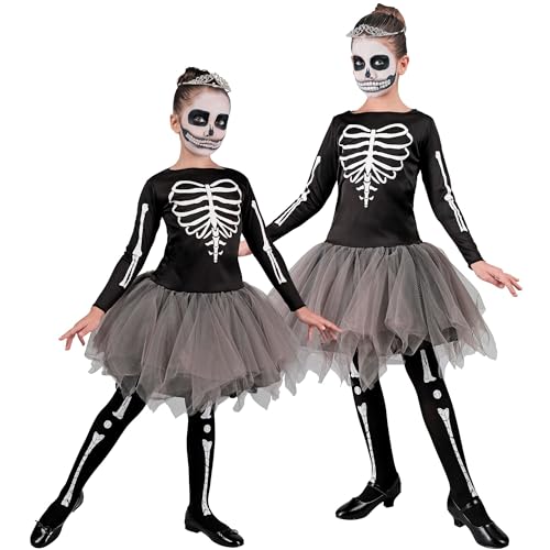 W WIDMANN MILANO Party Fashion - Costume enfant danseuse squelette, faucheuse, déguisement Halloween
