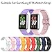 Compatible for Samsung Galaxy Fit 3 Watch Bands, Soft Silicone Replacement Straps Adjustable Sport Wristbands for SAMSUNG Galaxy FIT 3 SM-R390 Smartwatch Bands for Women&Men (Pink&White&Purple)