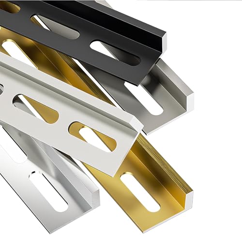 Image of L-Shape Aluminum Tile Trim, Wall Floor Edge Corner Protector, 90cm Length 3pcs For Outer Corners Kitchen Countertops Decorations(Black,6mmx90cm(3pcs))