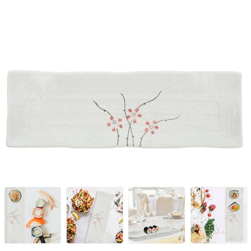 Plato de sushi rectangular de cerámica estilo japonés miniatura 3