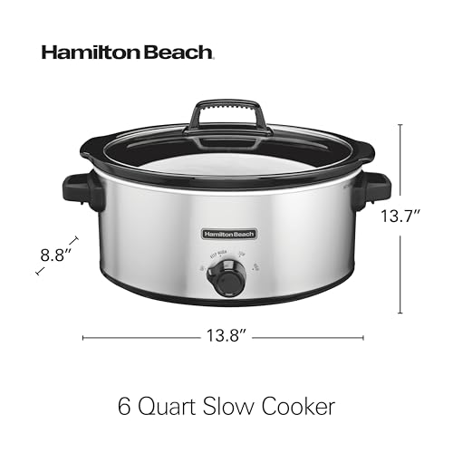 Hamilton Beach 6-Quart Slow Cooker with 3 Cooking Settings, Dishwasher-Safe Stoneware Crock & Glass Lid, Silver (33665G) by Hamilton Beach - Image 8