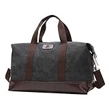 【Durable Sewing & Strong Stitching Canvas Holdall 】Canvas Holdall with PU leather straps smooth zipper, firm stitching, high tear and rip-resistant strength,D gun color word buckle, High-grade buckle shoulder,leather zipper pulls , durable thick canv...