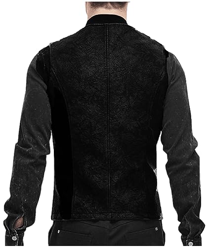 Steampunk Gothic Drawstring Vest Tailcoat Punk Leather Rock Waistcoat3
