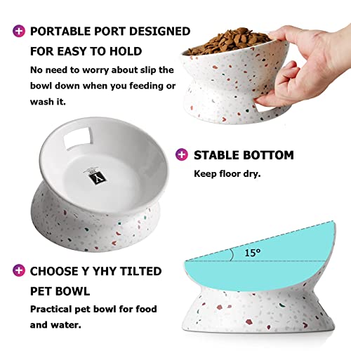 Y Yhy Elevated Cat Bowls Anti-Vomiting, Tilted Raised Cat Bowl, Ceramic Cat Bowls For Flat Faced Cats, Small Dogs, Protect Pets Spine, Dishwasher And Microwave Safe #TOP3
