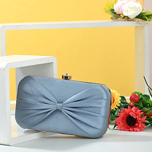 Image of KNOOS Women's Bow Frame Clutch Bags | Detachable Chain Sling Strap | Ladies Purse Wallet